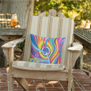 Vibrant Feather Breeze Outdoor Pillow