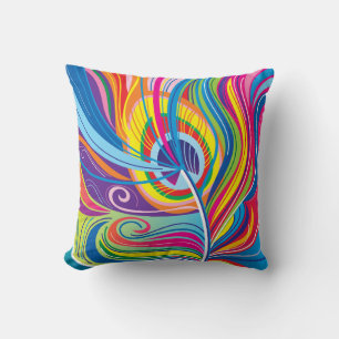 Vibrant Feather Breeze Throw Pillow