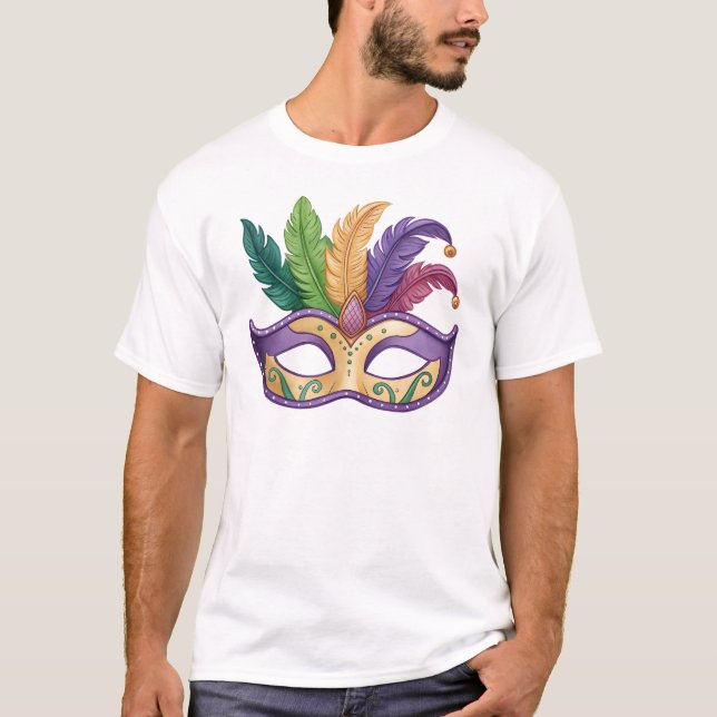Vibrant Feathered Carnival Mask T-Shirt (Front)