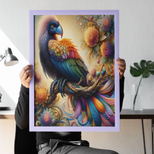 Vibrant Feathered Condor Perched Atop Tree Branch Poster