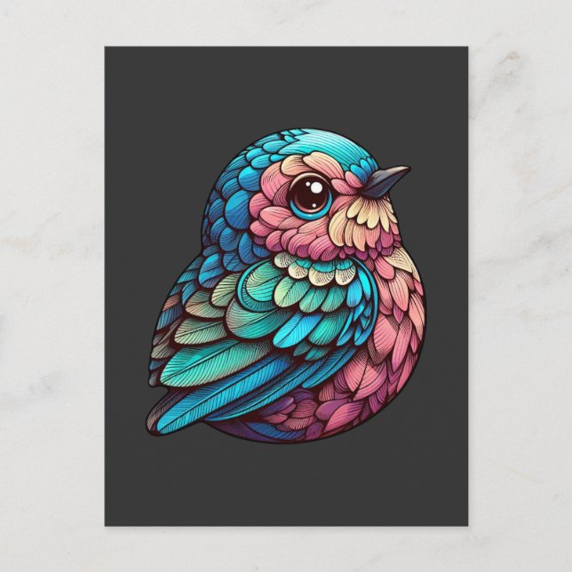 Vibrant Feathered Serenity Postcard (Front)