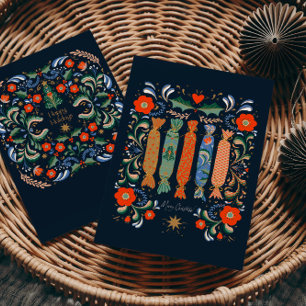 Vibrant Festive Christmas Art with  Present  Postcard