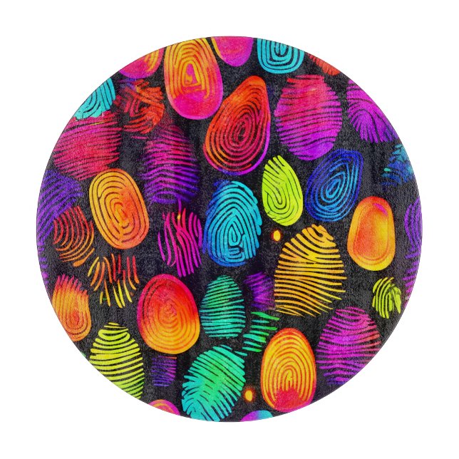 Vibrant Fingerprint-Inspired Abstract Art Cutting Board (Front)