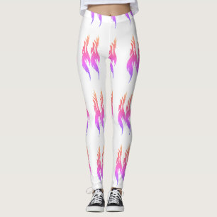 Vibrant Fire Flame Pink Printed Colour Girls Women Leggings