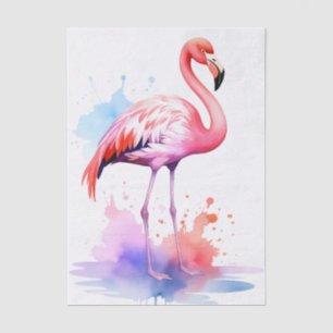 Vibrant Flamingo Watercolor Decoupage Tissue Paper