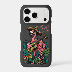 vibrant flamingo wearing sombrero playing guitar