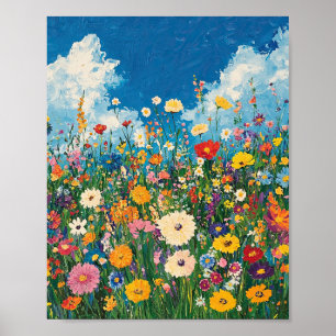 Vibrant Fleur sauvage Field Impressionniste Poster