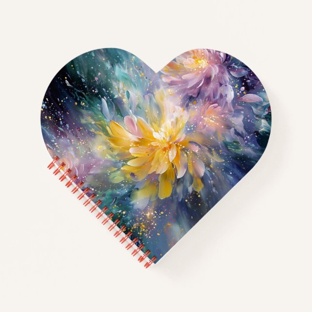 Vibrant Floral Abstract Painting with Explosion Notebook (Front)