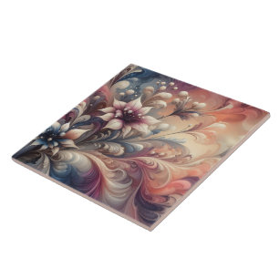 Vibrant Floral Abstract Swirls Tile