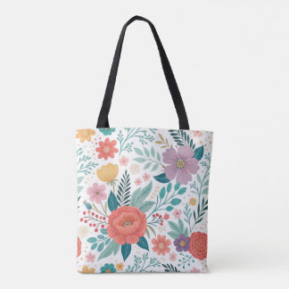 Vibrant Floral All-Over Print Pattern Tote Bag