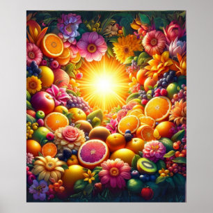 Vibrant Floral and Fruit Symphony Poster