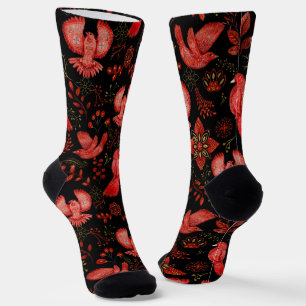 Vibrant floral and leafy pattern designs Socks