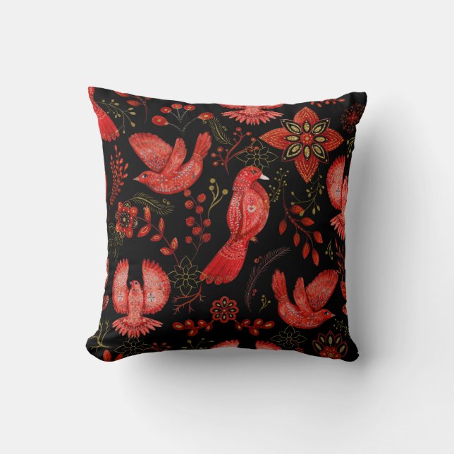  Vibrant floral and leafy pattern designs Throw Pillow (Front)