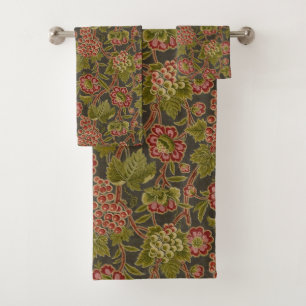 Vibrant Floral and Vintage Grape Pattern Bath Towel Set