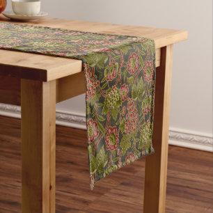 Vibrant Floral and Vintage Grape Pattern Short Table Runner