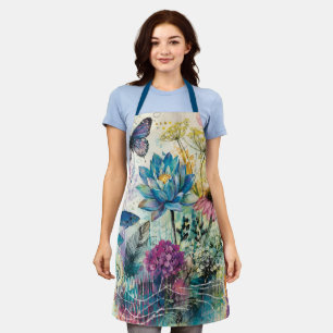 Vibrant Floral Aquatic Dream Apron