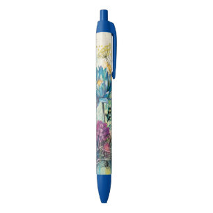 Vibrant Floral Aquatic Dream Black Ink Pen