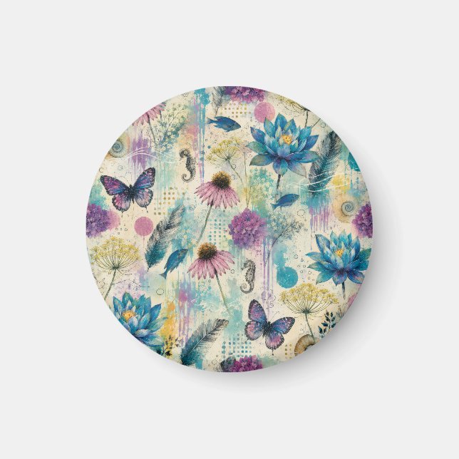 Vibrant Floral Aquatic Dream Magnet (Front)
