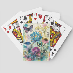 Vibrant Floral Aquatic Dream Playing Cards