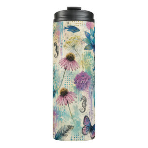 Vibrant Floral Aquatic Dream Thermal Tumbler