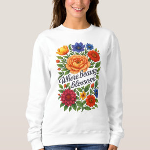 Vibrant Floral Art Sweatshirt for Women