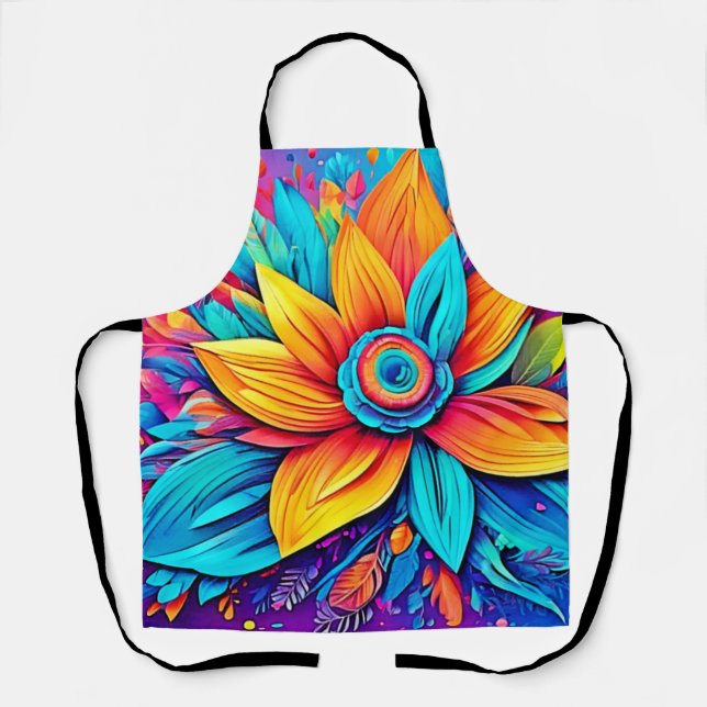 Vibrant Floral Artwork Apron (Front)