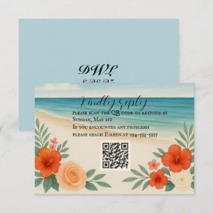 Vibrant Floral Beach QR Code RSVP Card
