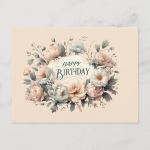 Vibrant Floral Birthday Bliss Postcard