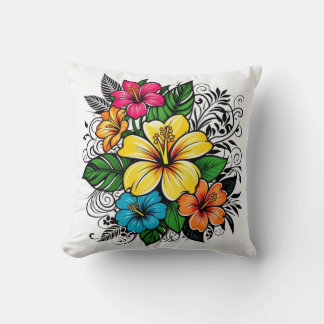 Vibrant Floral Bloom Throw Pillow