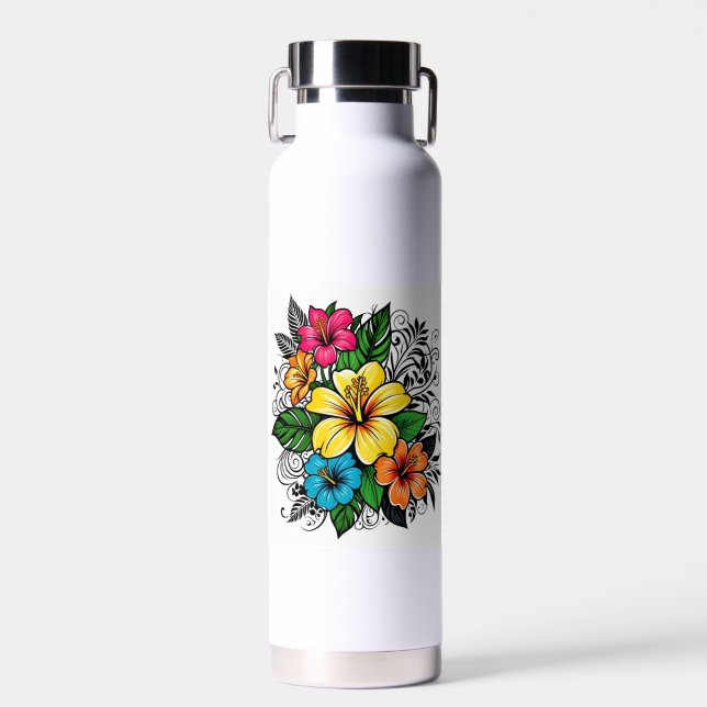 Vibrant Floral Bloom Water Bottle (Front)