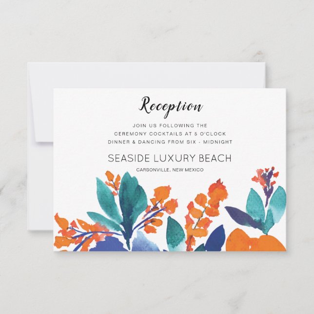 Vibrant Floral Blossom Reception Card (Front)