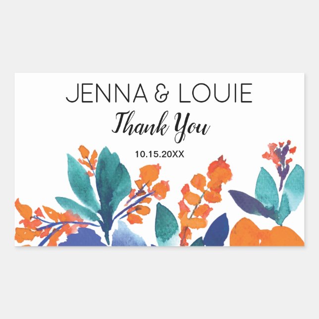 Vibrant Floral Blossom Wedding Sticker (Front)