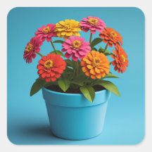 Vibrant Floral Botanical Art, Zinnia Flowers