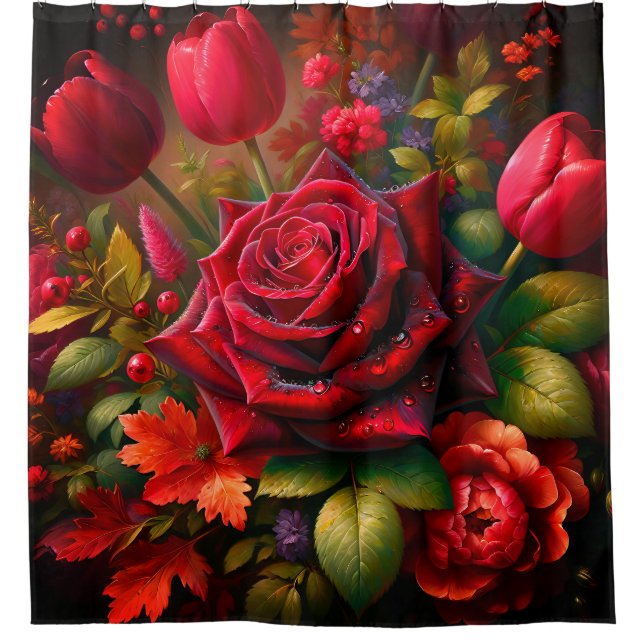 “Vibrant Floral Bouquet with Raindrops (Front)