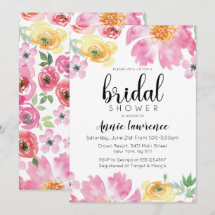 Vibrant Floral Bridal Shower Invitations