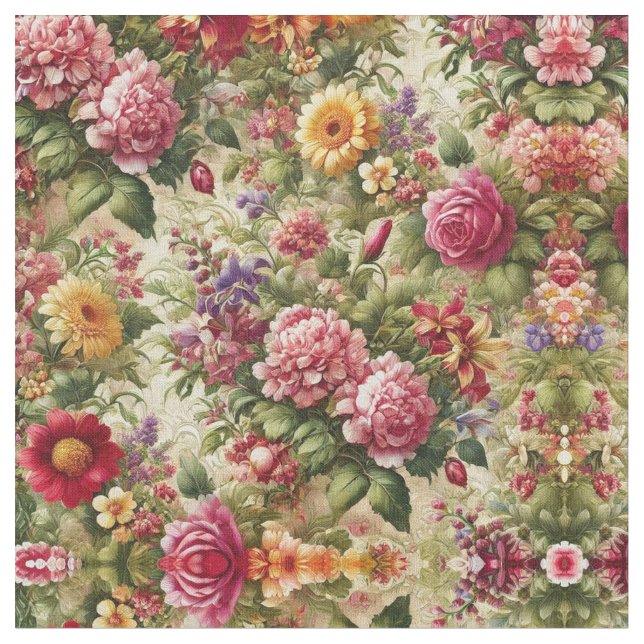 Vibrant Floral Cotton Fabric – A Yard of Elegance (Close Up)