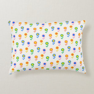 Vibrant Floral Design Accent Pillow