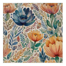 Vibrant Floral Dreamscape: Watercolor Wall Art