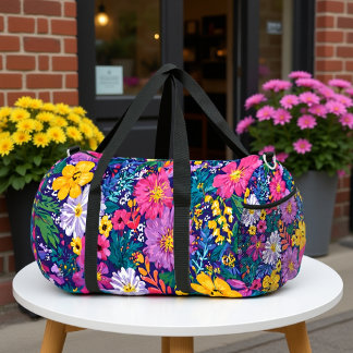 Vibrant Floral Duffle Bag