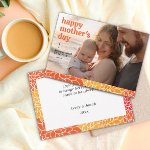 Vibrant Floral Elegant Text Photo Mothers Day Card