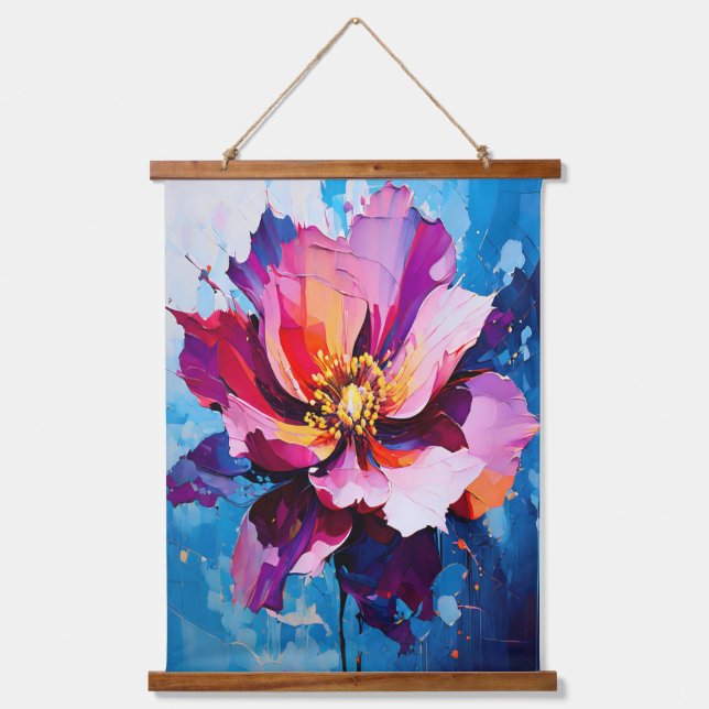 Vibrant Floral Explosion Abstract Flower Art Hanging Tapestry (Front)