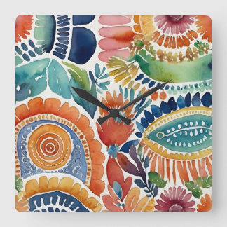 Vibrant Floral Explosion: Watercolor Wall Clock