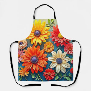 Vibrant Floral Fantasy Design Apron