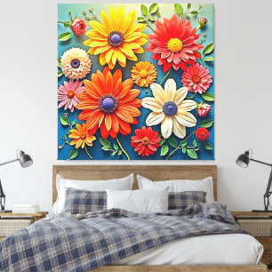Vibrant Floral Fantasy Design Canvas Print