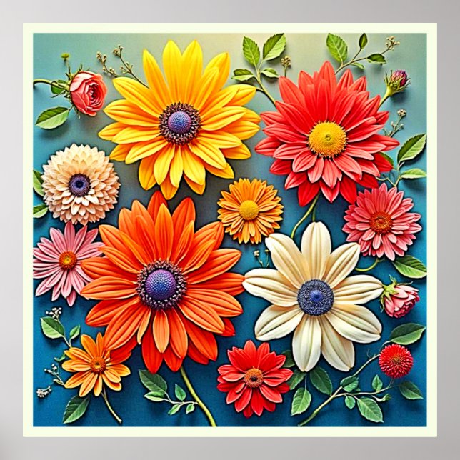 Vibrant Floral Fantasy Design Poster (Front)