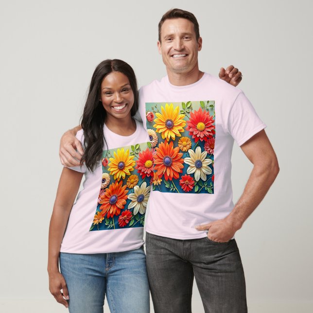 Vibrant Floral Fantasy Design T-Shirt (Unisex)
