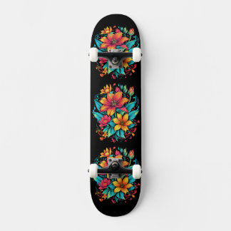 Vibrant Floral Flowers Skateboard