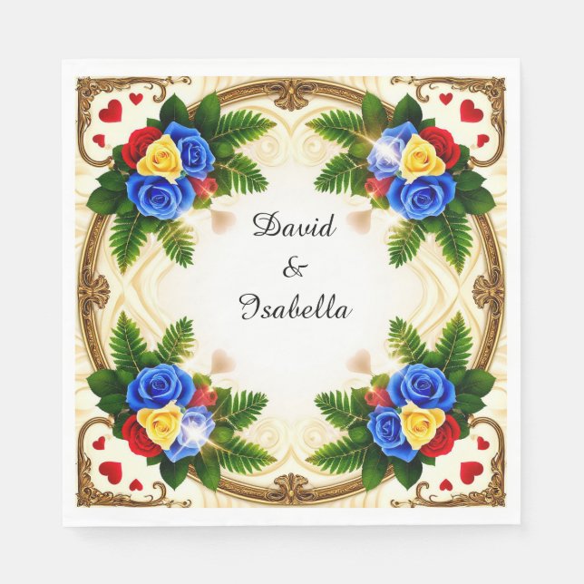 Vibrant Floral Frame Design Napkin (Front)
