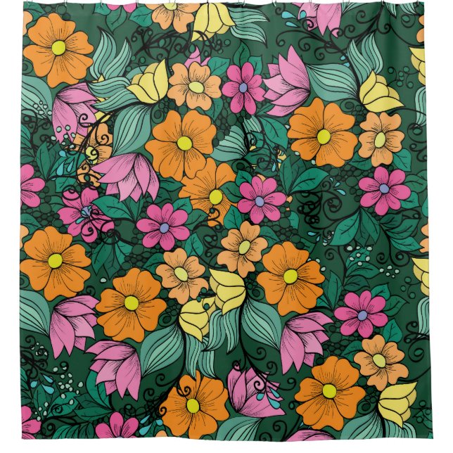 Vibrant Floral: Green Background Vintage. (Front)