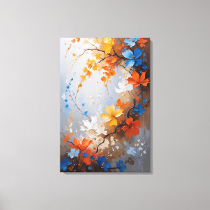 Vibrant Floral Harmony – Abstract Impasto Canvas Print
